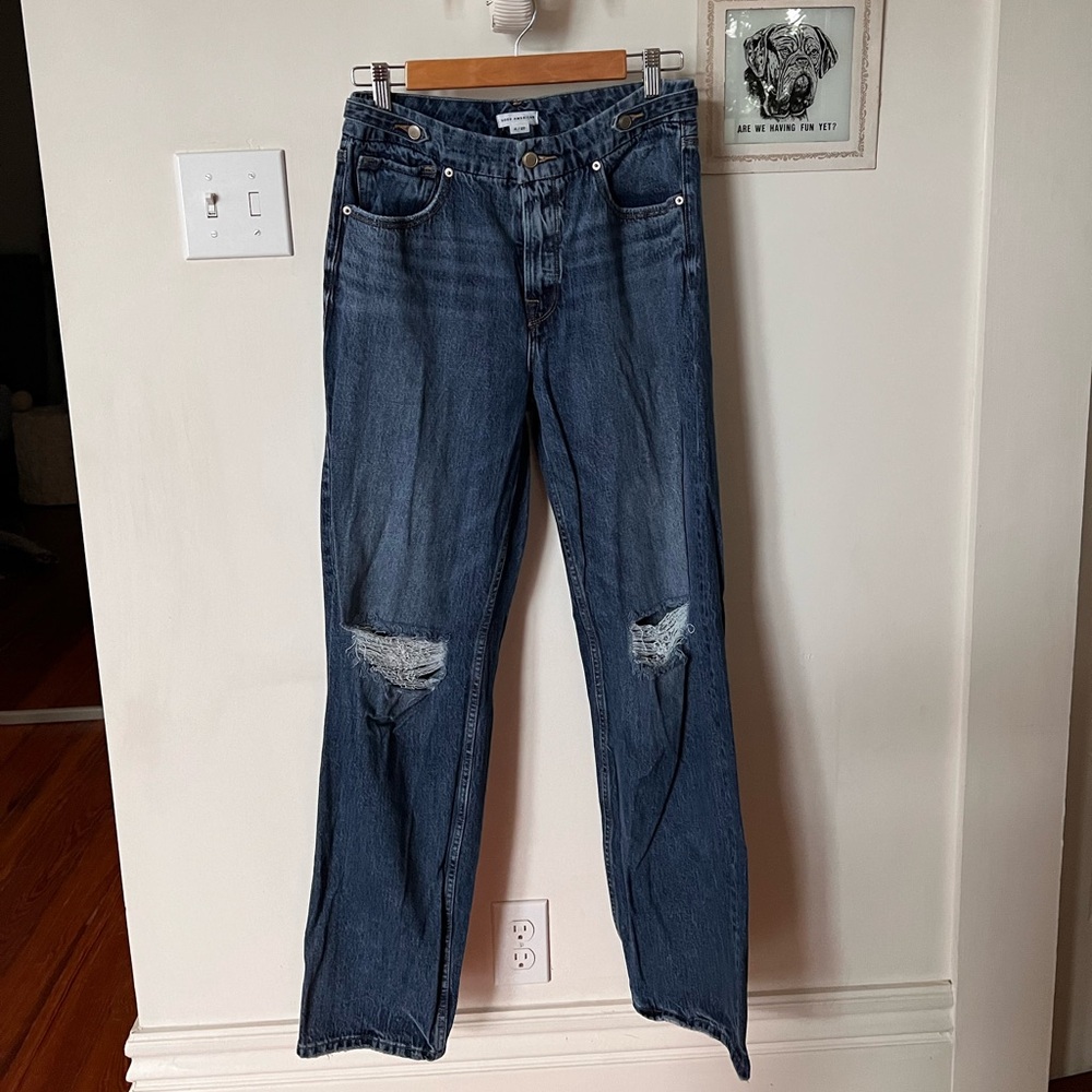 [good american] good 90’s distressed blue jean size 27